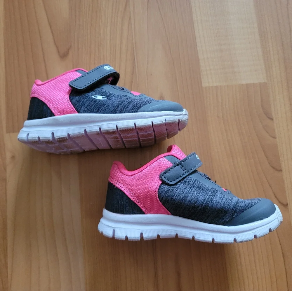 Champion Girls First Walking Shoes Sneaker Munchkin Pink Grey Active Size 4M